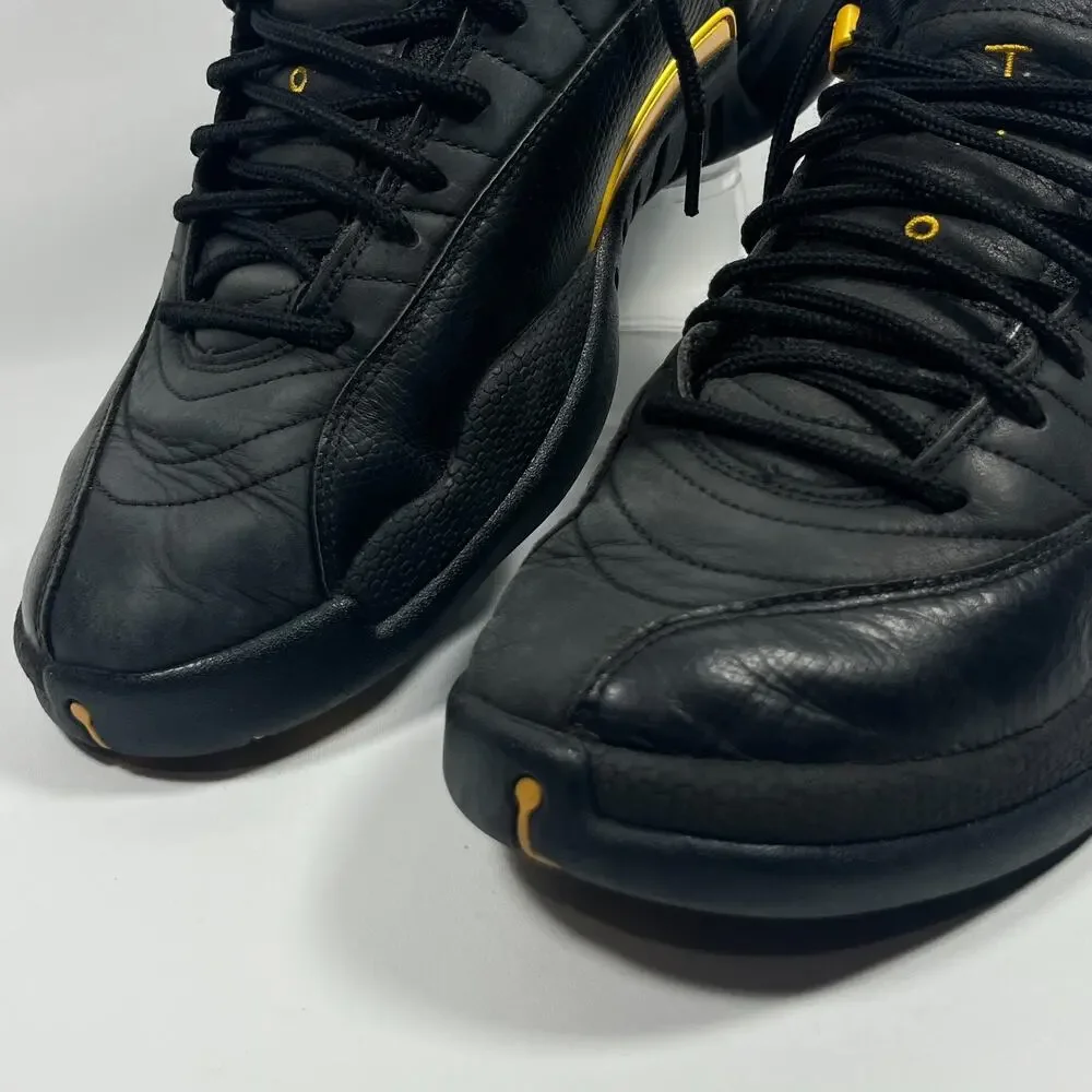 NIKE Air Jordan 12 Sneakers Mens 11.5 Retro Black Taxi Leather CT8013-071 Black
